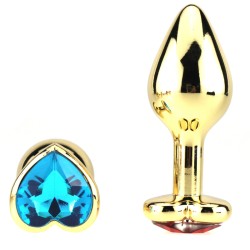 heart jeweled stainless steel butt plug golden