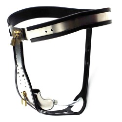 trap locking male chastity belt with cock cage