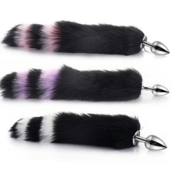 colorful fox tail metal anal plug