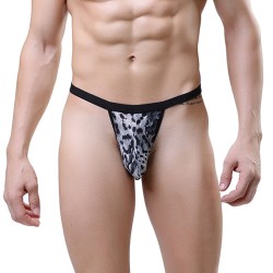 fancy leopard mesh assless g string men underwear